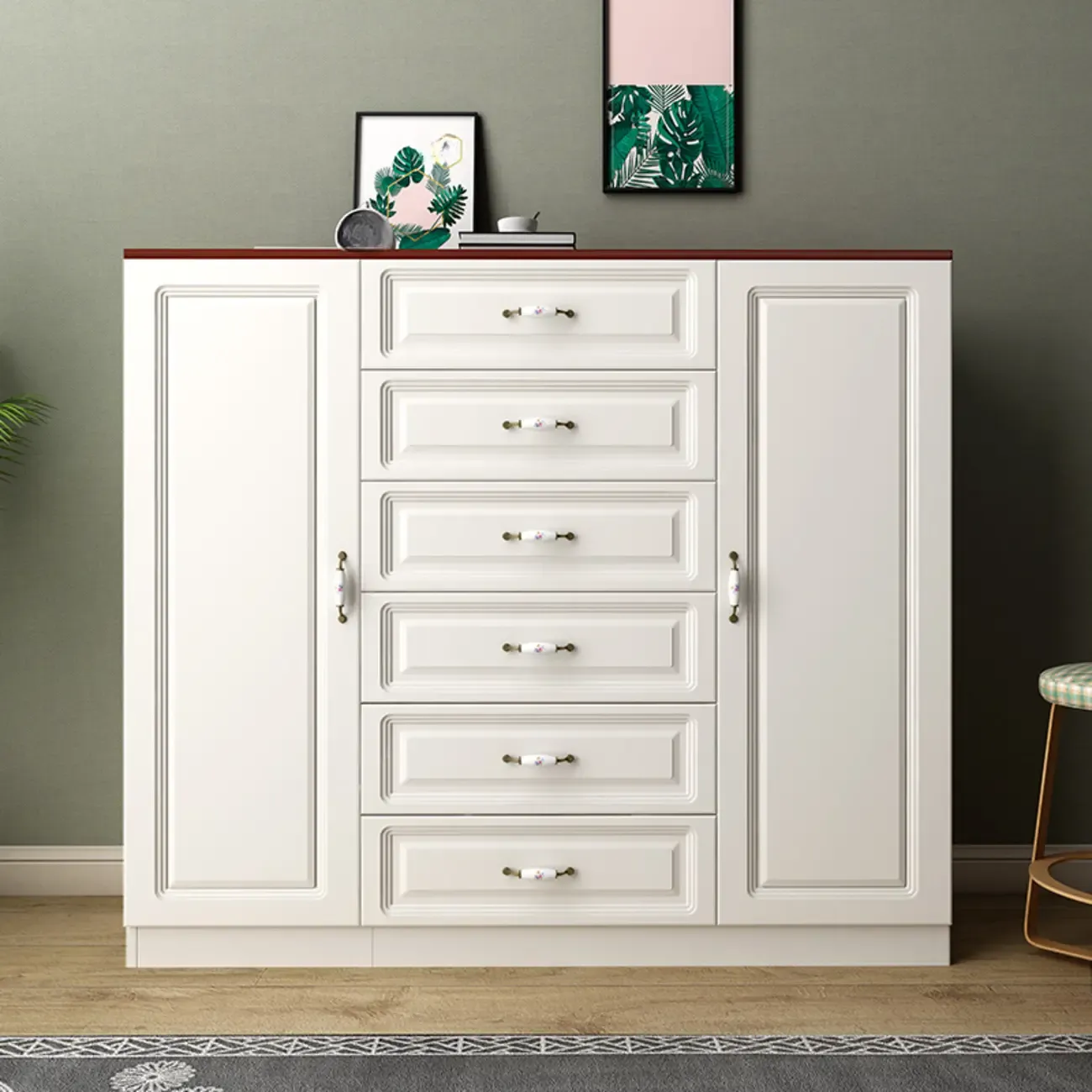 Rectangle Accent Cabinet with Ample Storage for Living Room