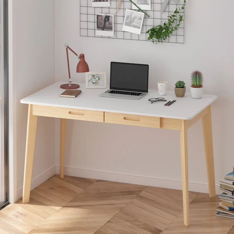 Writing Desk with 2 Drawers - Wood Legs - 47 Inch
