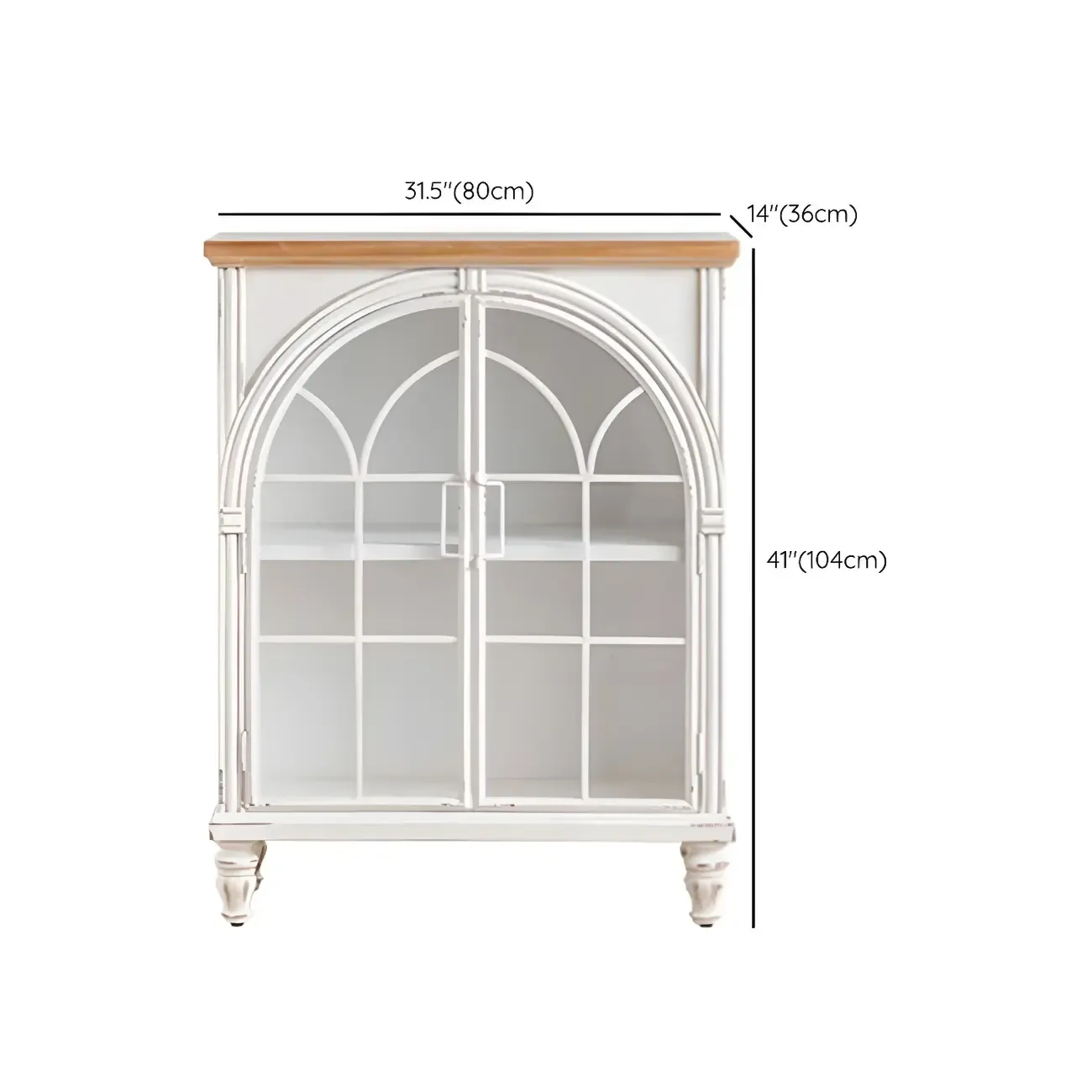French Country Rectangular Metal Display Bookcase with Shelves