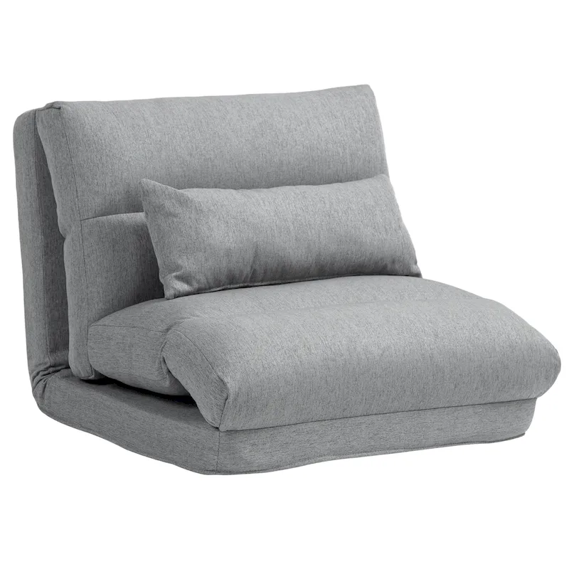 Gray Folding Floor Chair / Lounger, 1-Person