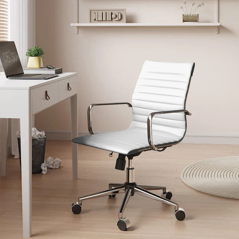 Black Ribbed Swivel Office Chair with Tilt Function