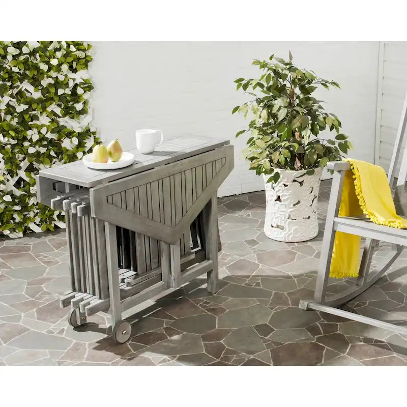 SAFAVIEH Outdoor Living Kerman Grey Wash Acacia Wood 5-piece Dining Set - 41W x 41D x 30H