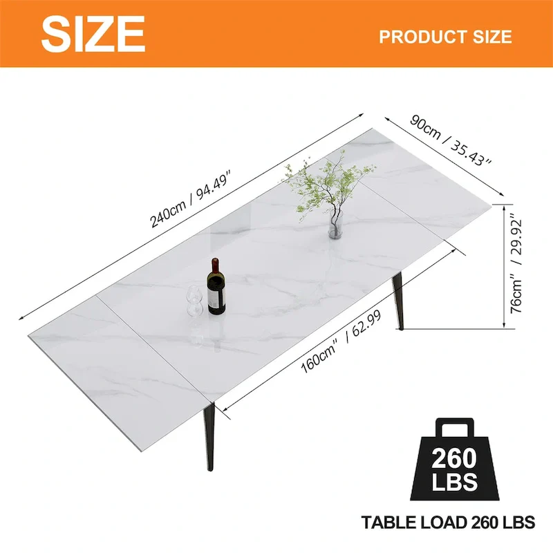 7 - Piece Extendable Sintered Stone Dining Table Dining Set With 6 Fabric Chairs