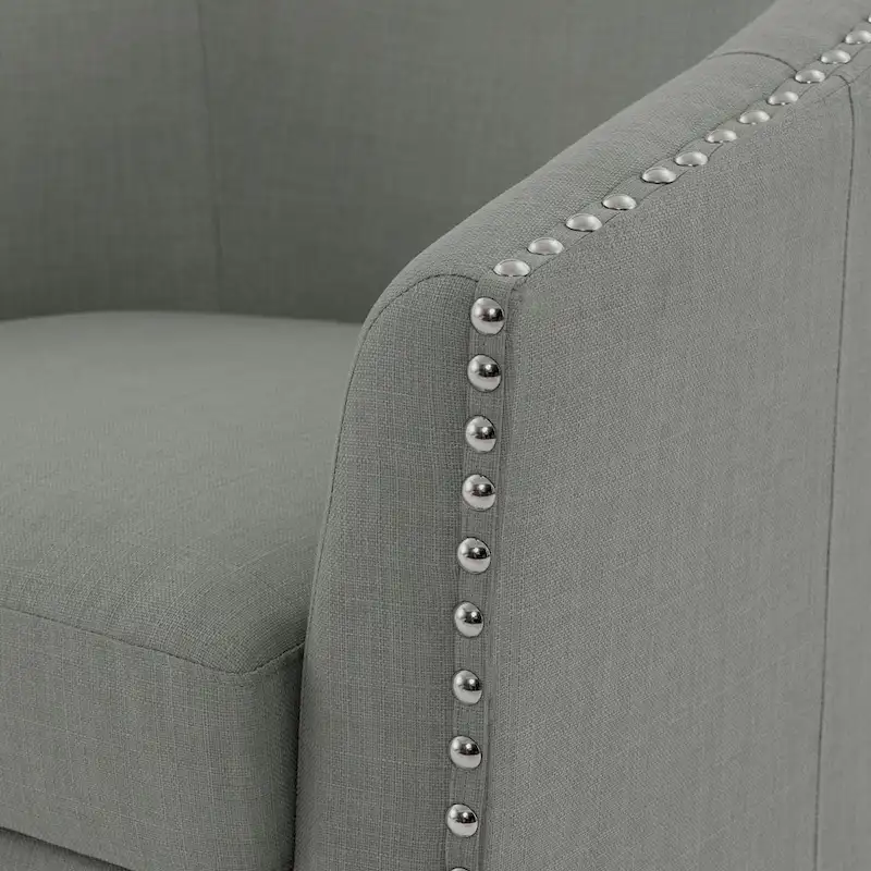 Upholstered Swivel Accent Chairs with Nailhead Trim, Set of 2
