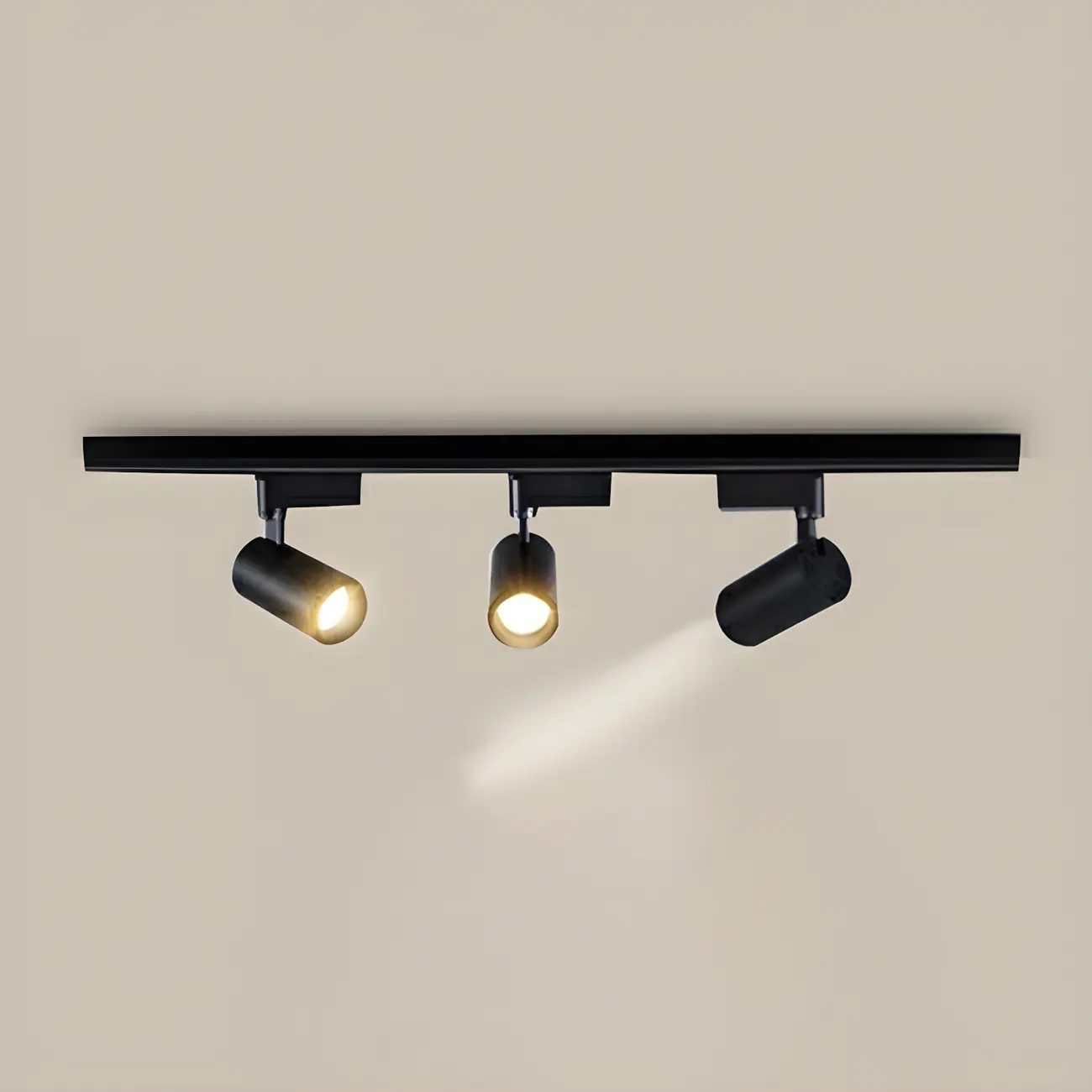 Simple 3-Light Cylinder Metal Black LED Track Light