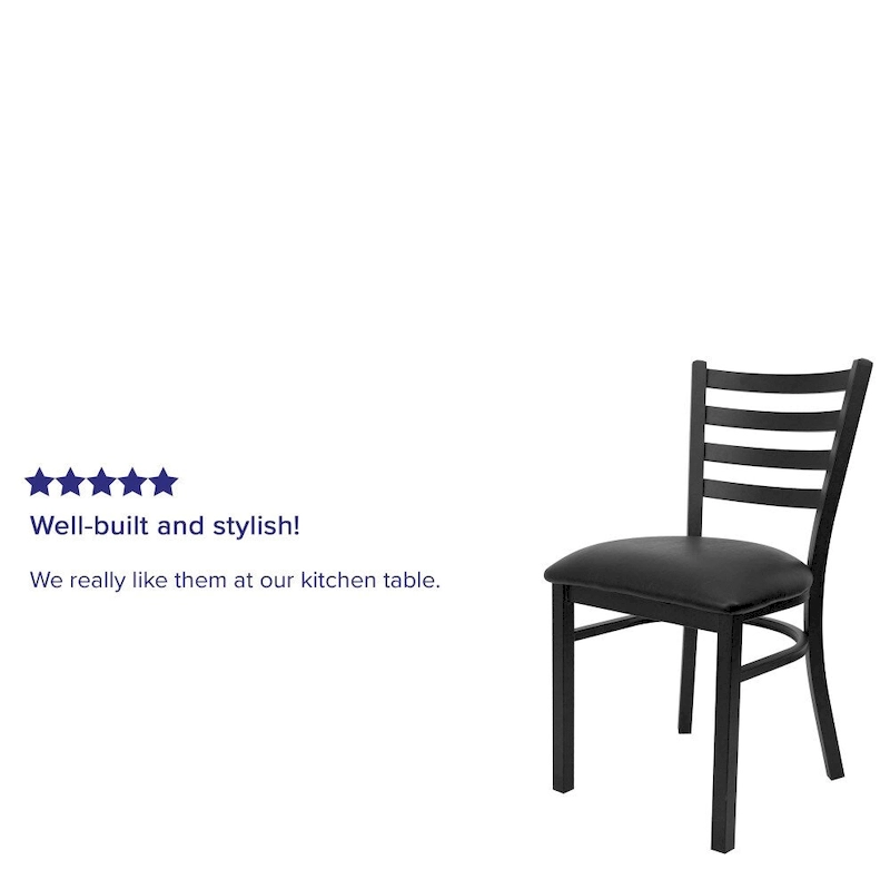 2 Pack Ladder Back Metal Restaurant Chair - 16.5