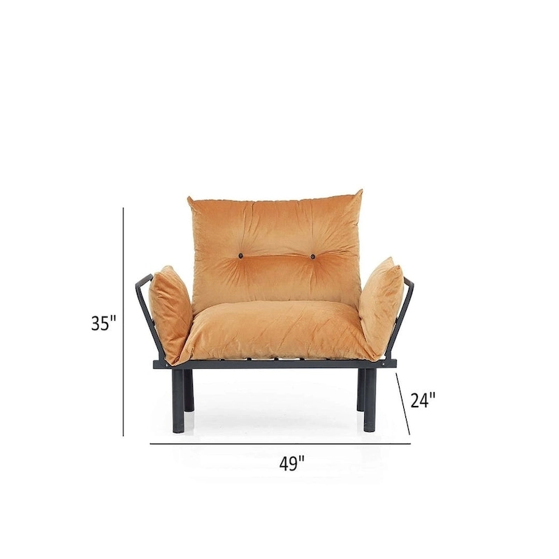 Mojay Futon Love SeatMetal frames2 Seater Plush Chenille Upholstered Sofa