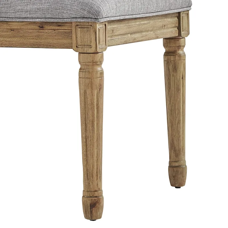 Arched-Back Linen and Solid Wood Dining Chairs (Set of 2)