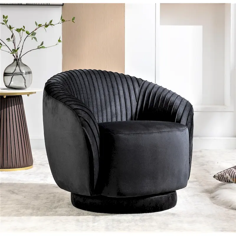 Small Milvo Velvet Swivel Barrel Chair