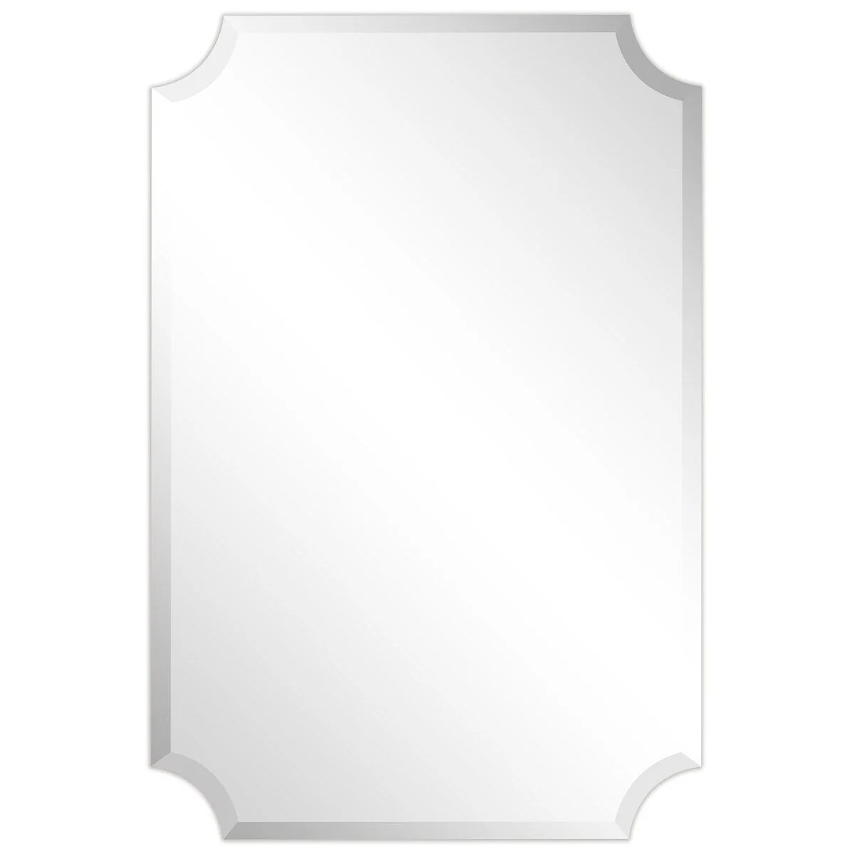 Frameless Rectangle Scalloped Beveled Wall Mirror, Bathroom, Vanity, Bedroom Mirror,1-beveled Edge - Clear