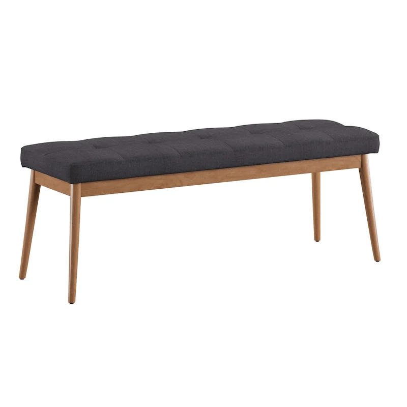 Sasha Oak Angled Leg Linen Dining Bench