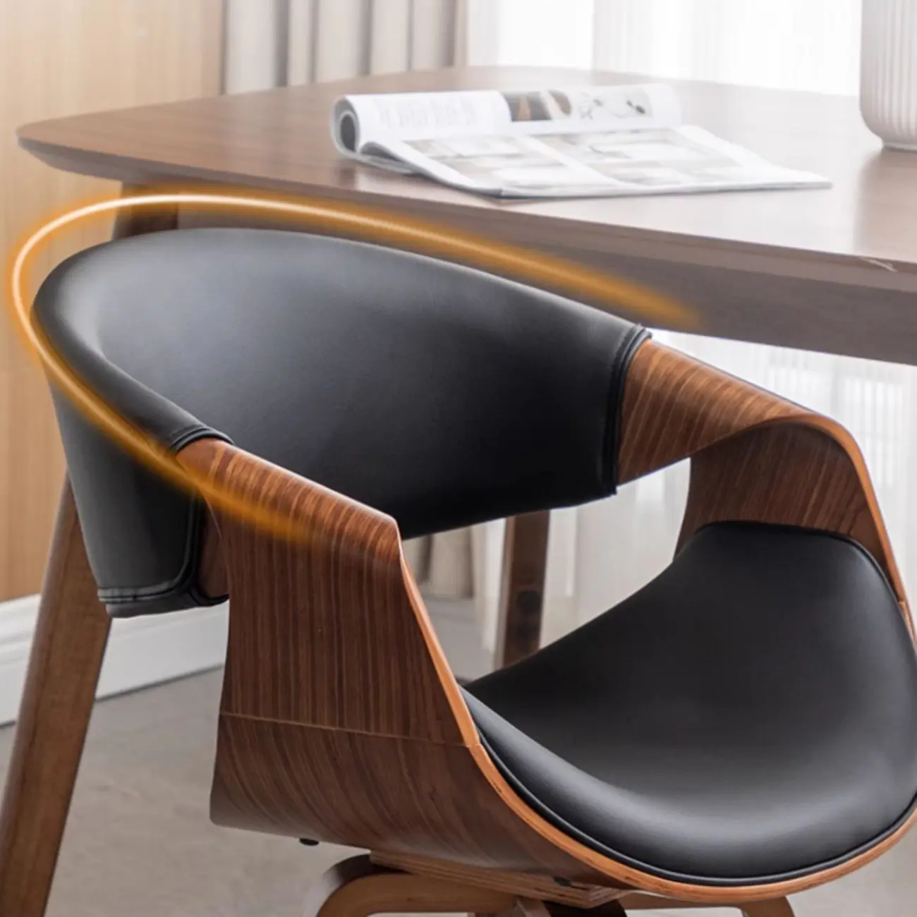 Modern Upholstered Wooden Ergonomic Office Chair