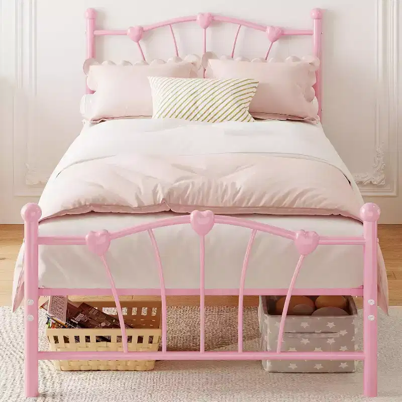 Twin Size Metal Platform Bed Frame with Headboard and Footboard, Sturdy Slatted Support, 11.2 Underbed Storage, No Box Spring Required