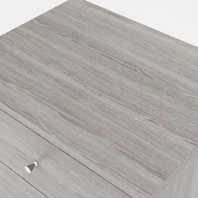 Mid-Century Modern Nightstand - Distressed Grey - 2 Drawers