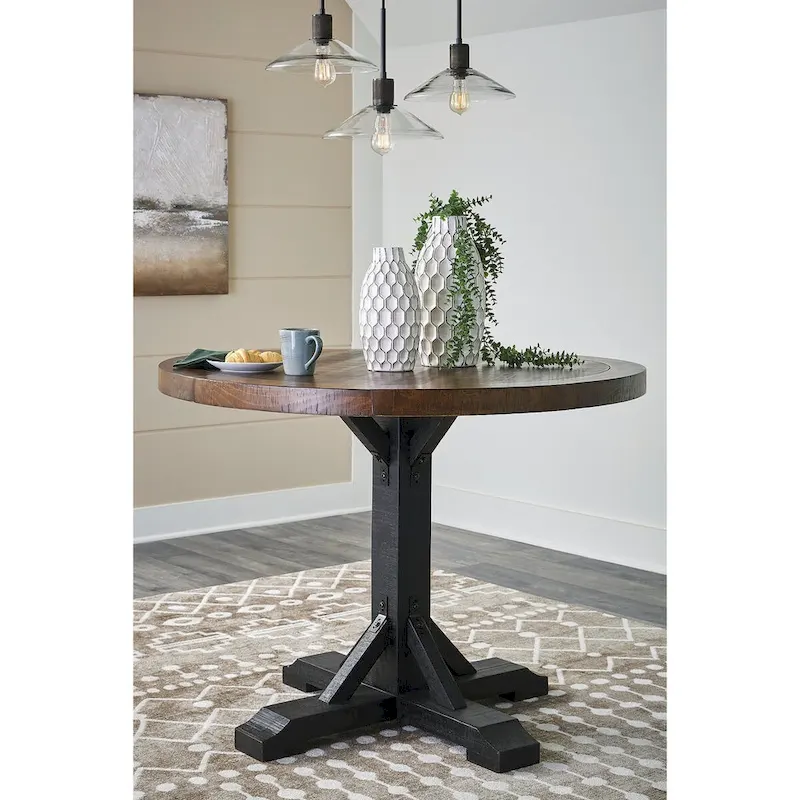 Black/Dark Brown Counter Height Dining Table - 48 W x 48 D x 36 H