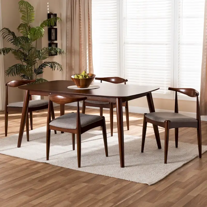 Walnut Brown 5-Piece Dining Set for 4