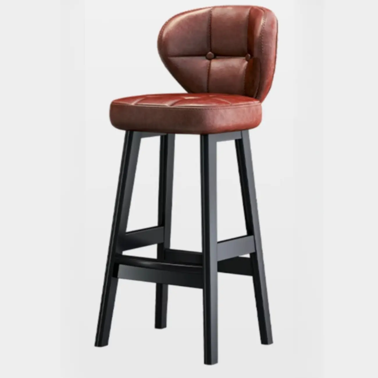 Casual Rawhide Bar Stools in Cognac with Back Quadrilateral Seat and Leg Rest