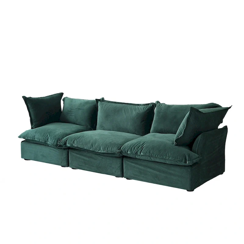 Modular Sectional Sofa Couch, 122.82 Velvet 3 Seater Sofa