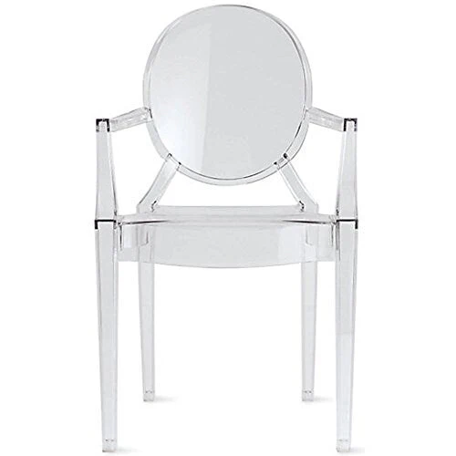 Stackable Acrylic Dining Chair, Oval Back Ghost Kitchen Patio Vanity Armchair for Indoor or Outdoor Use, Clear