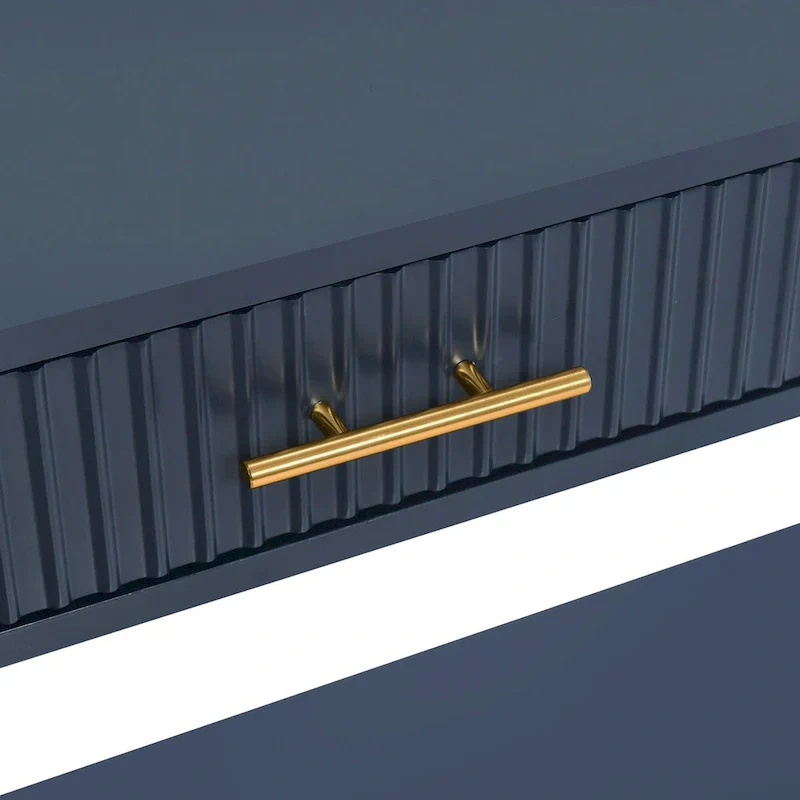 Console Table with Three Vertical Stripe Drawers and Long Legs