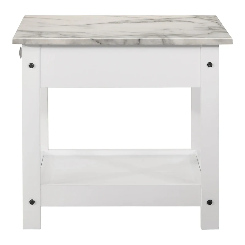 Transitional Rubberwood 3-Piece Coffee Table and End Table Set with Drawer