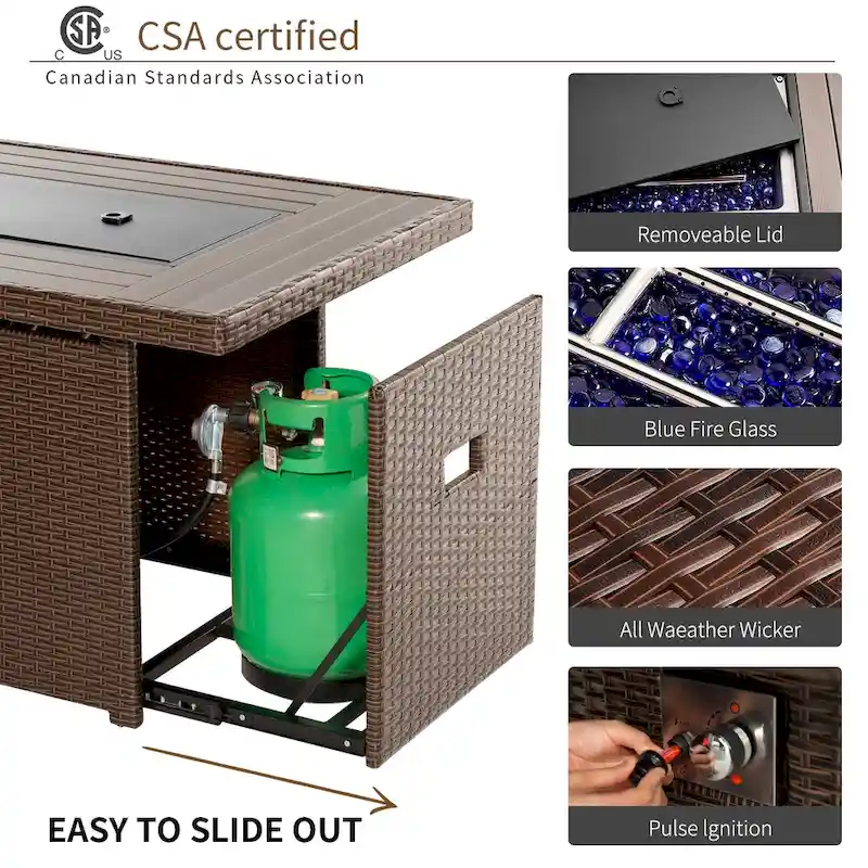 15 Pcs Patio Furniture Sets with 50000 BTU Fire Pit Table