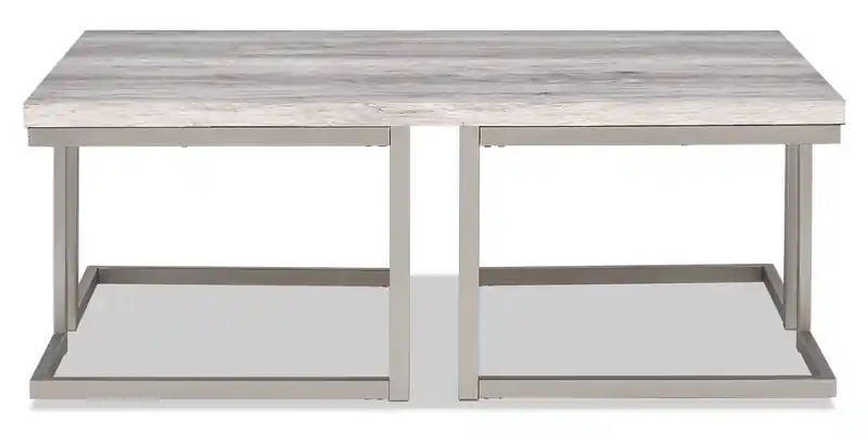 Jesse 47 Modern Coffee Table - Grey and Pewter with Metal Base