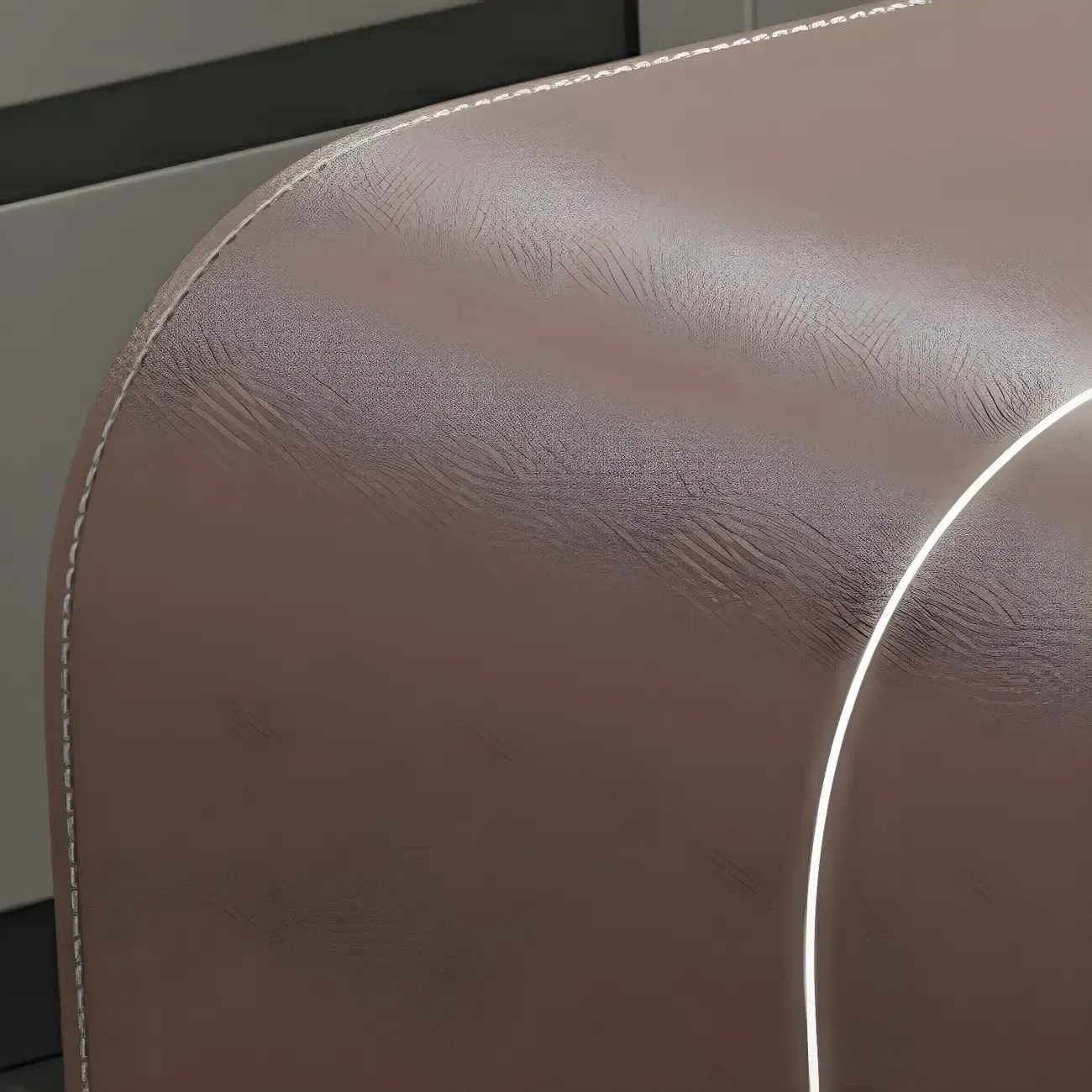 Modern Brown Leather Wooden Curved Bar Tables with 3 Drawers