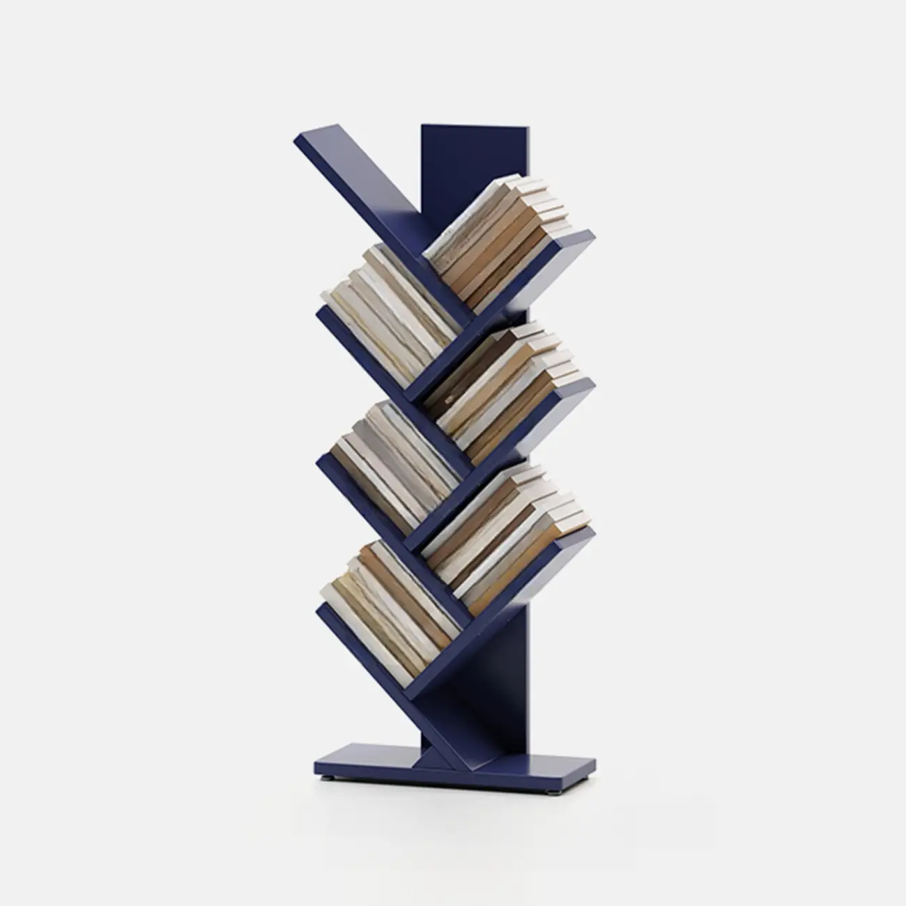 Black Wood Tree-Shaped Vertical Display Bookcase