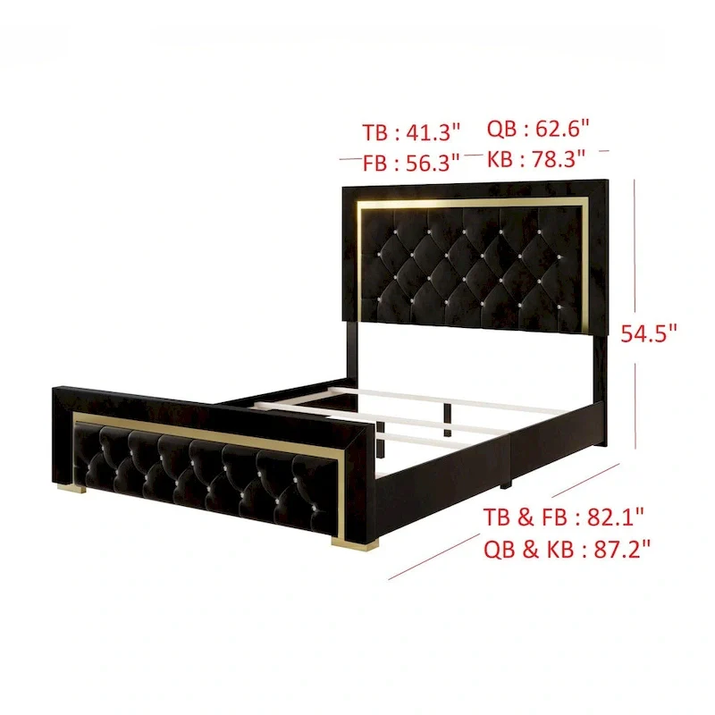 Upholstered Panel Bed with Tufted Headboard