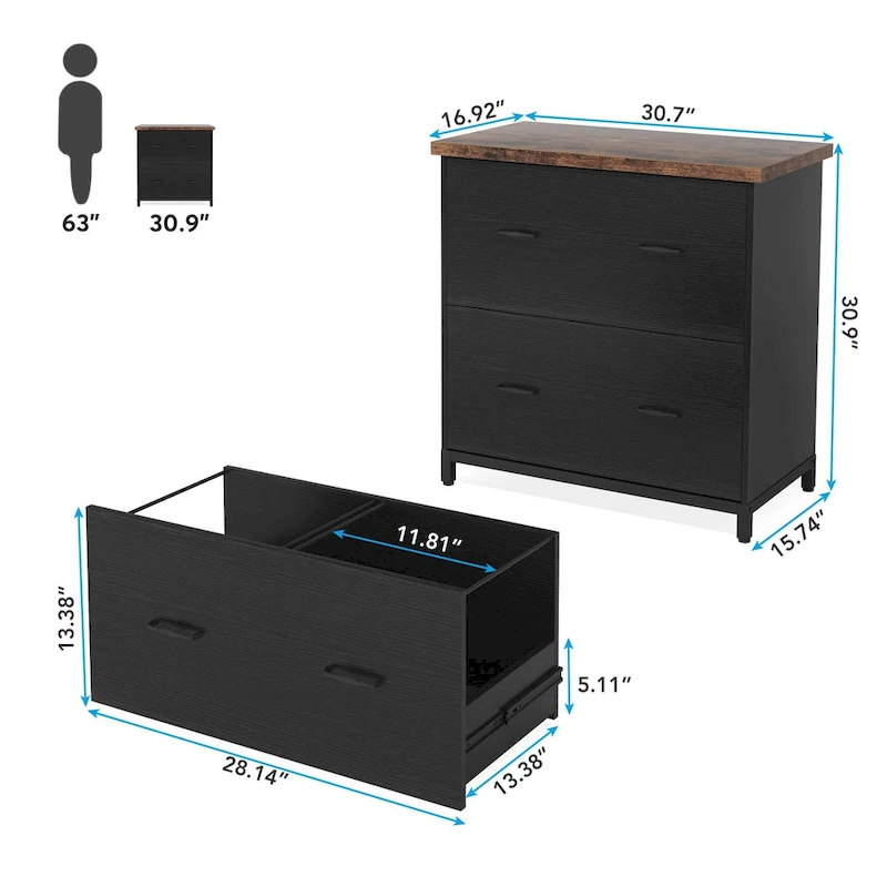 2 Drawer Lateral File Cabinet Printer Stand with Stroage
