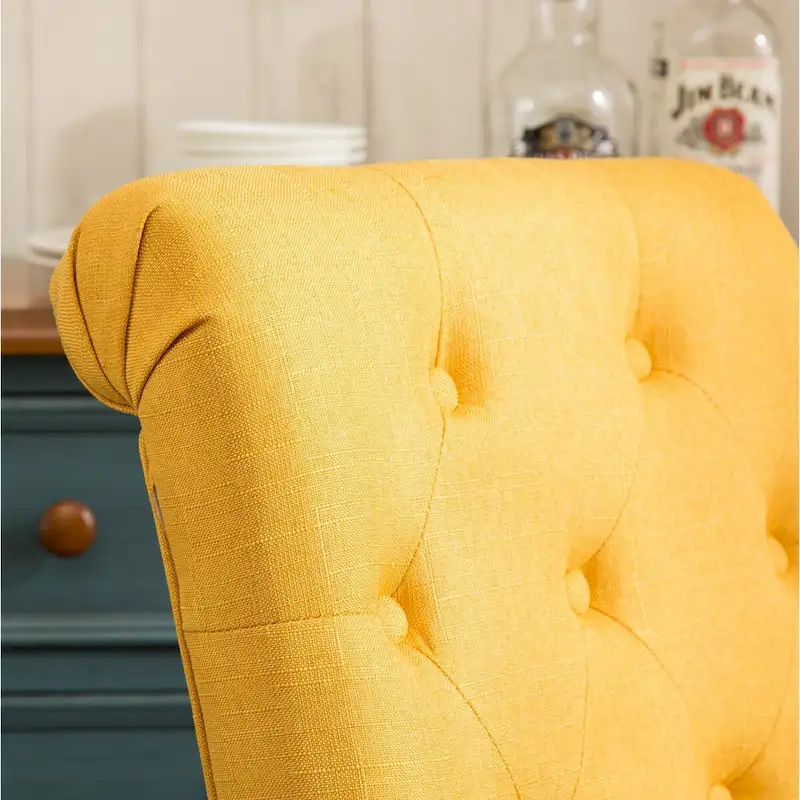 7-piece Dining Set, Turned-Leg Dining Table with 6 Tufted Chairs