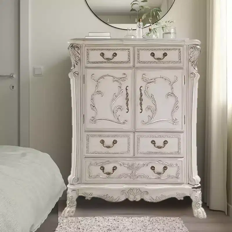 Acme Furniture 42" Dresden II Decorative Storage Drawers Bone White Finish : 5-Drawer Chest, Wood Composite, No Assembly Required