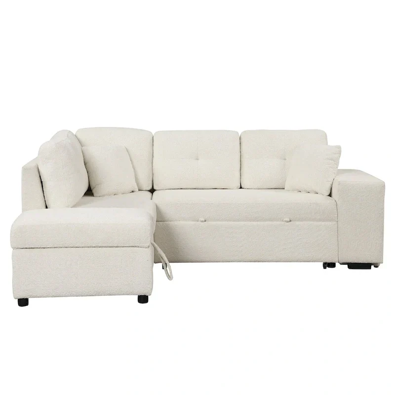 87.7 Convertible Sectional Pull Out Sofa Bed
