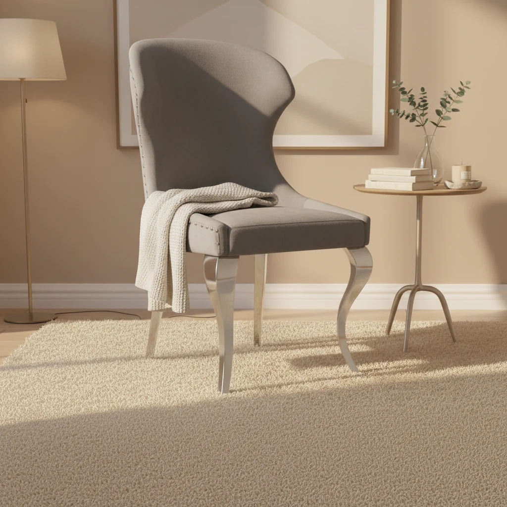 22 Inch Dining Chair, Curved, Cabriole Legs, Gray Velvet