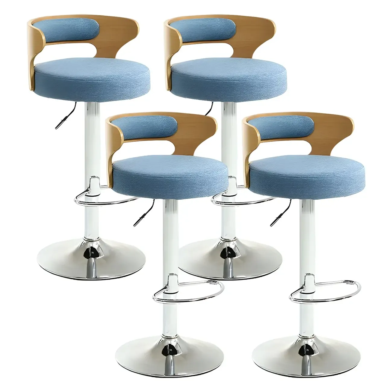 Adjustable Round Leather Swivel Bar Stools with Back