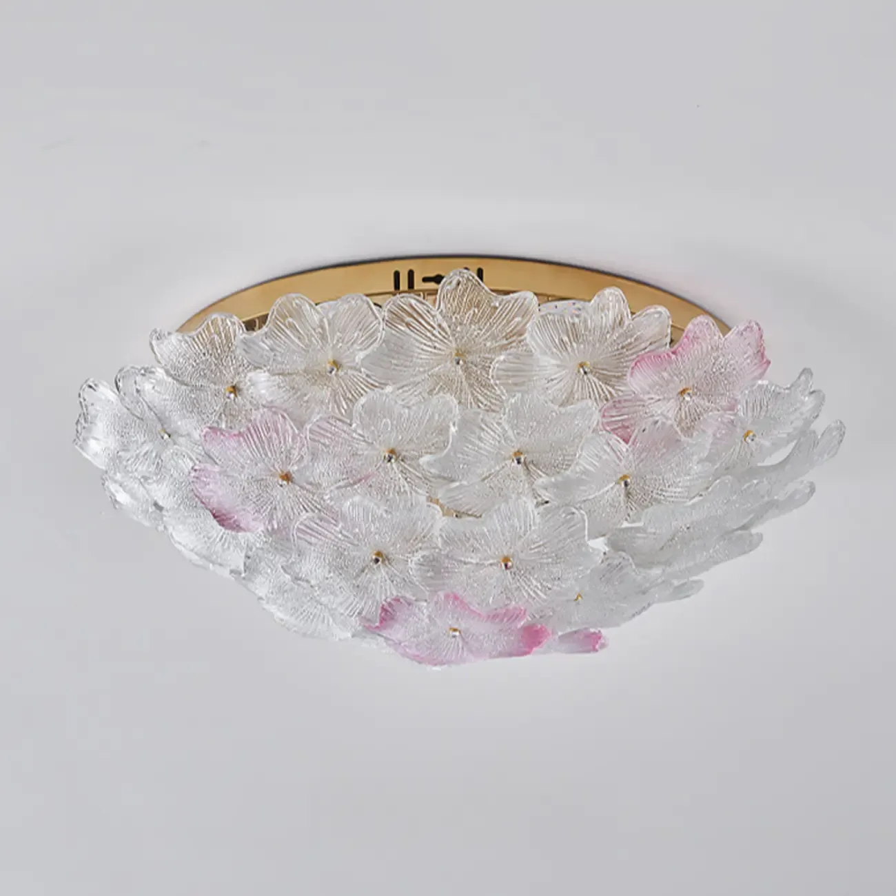 Glass Flower Shape Aureate Stainless Fixture Flush Mount Ceiling Light