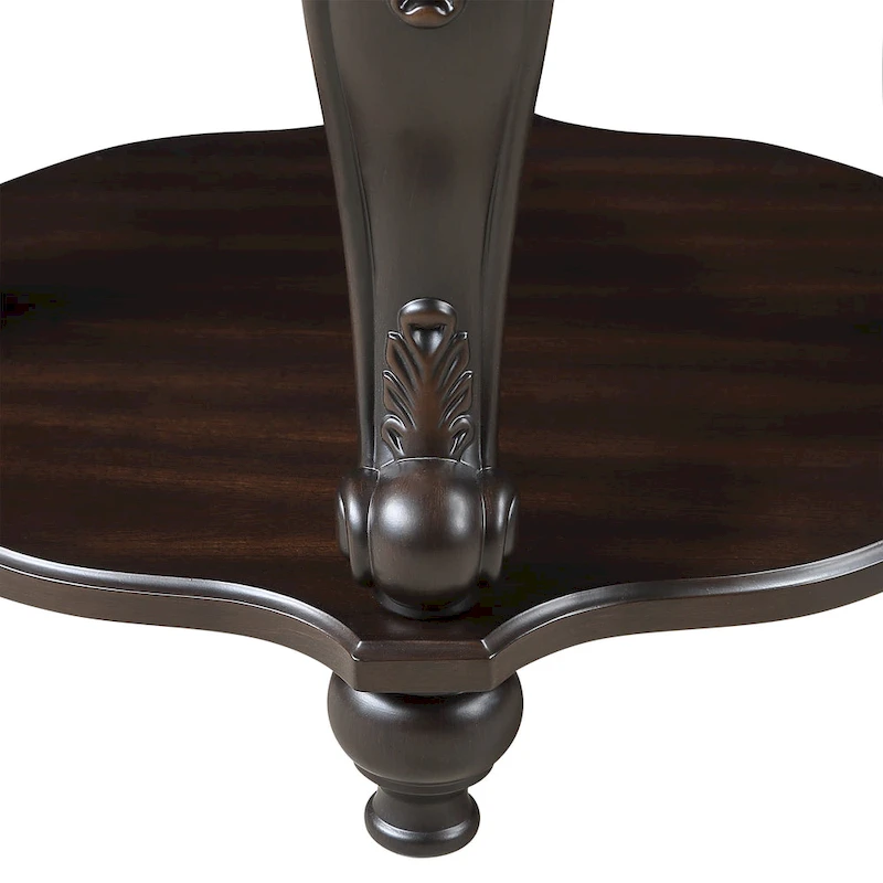 22 Inch Round End Table with Shelf