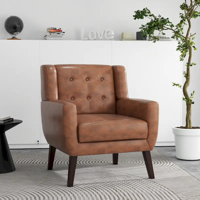PU Leather Accent Chair Living Room Upholstered Armchair