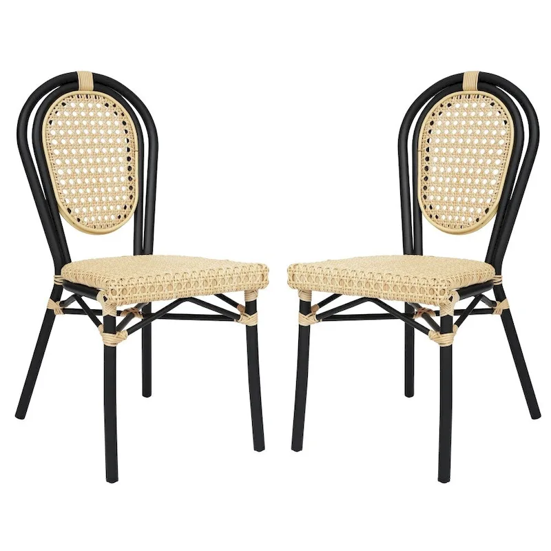 2 Pack All-Weather Commercial Paris Chairs with Metal Frames - N/A