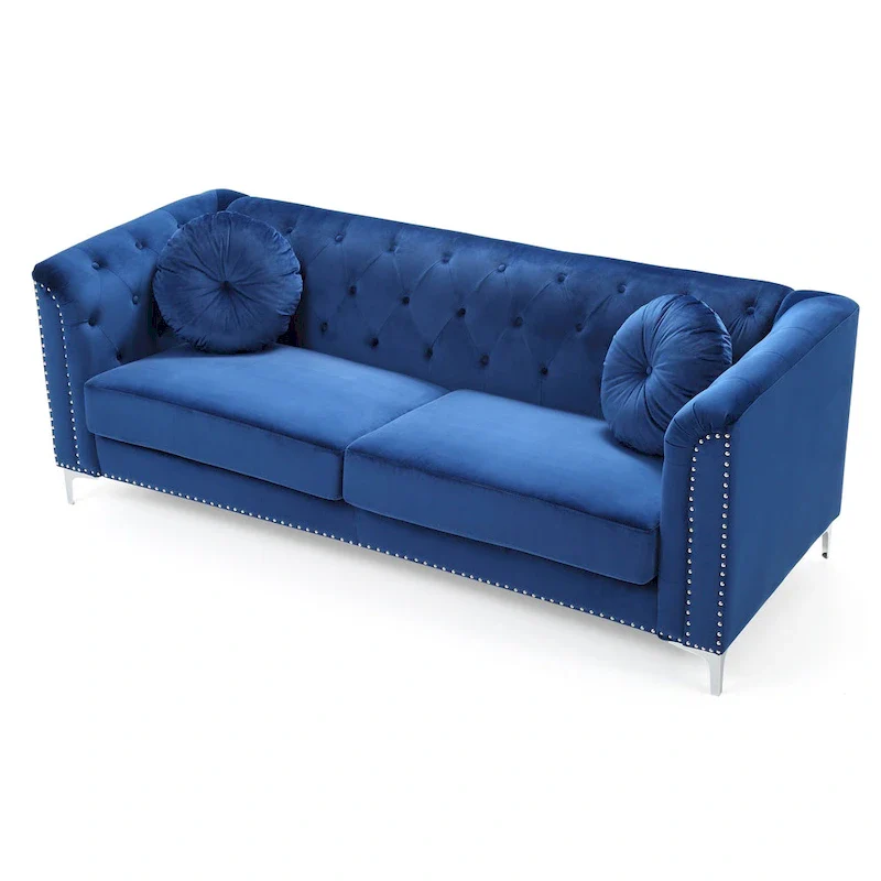 Pompano Velvet Button Tufted Sofa