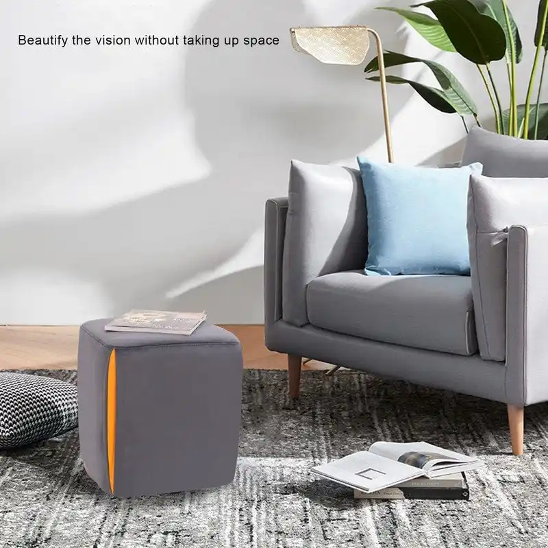 Adeco 14 Small Ottoman Footrest Stool- Velvet Seating Stool Ottoman