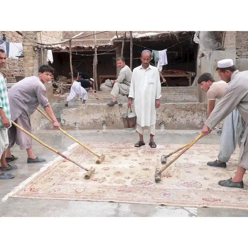 Handmade Printed-Cotton Wood Ottoman Footstool (India) - 16