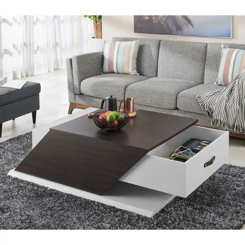 Industrial 47-Inch Lift-Top Adjustable Coffee Table