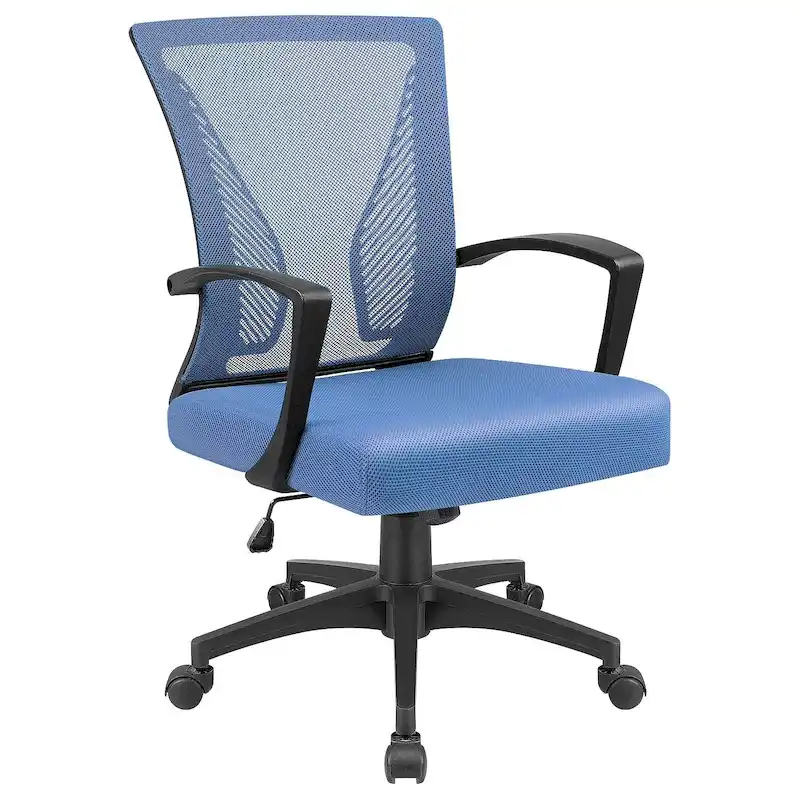 Blue / Black / Grey Mid-Back Mesh Ergonomic Office Chair with Lumbar Support, Single