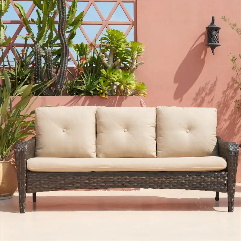 Pocassy 4-Piece Patio Wicker Conversation Sofa Set