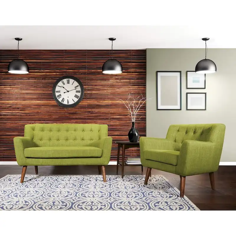 Carson Carrington Balestrand Mid-century Tufted Back Fabric Loveseat - N/A