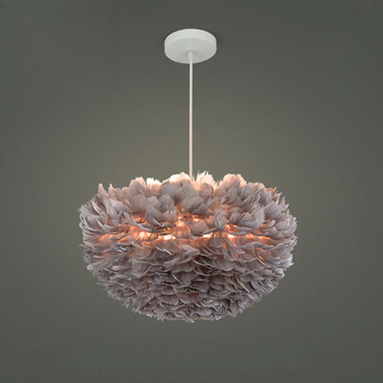 Modern White Feather Pendant Light Height Adjustable