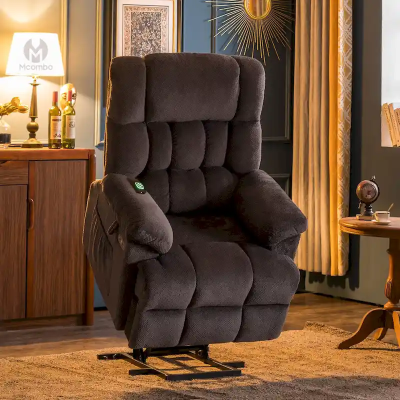 MCombo Power Lift Recliner Chair with Massage, Heat, Adjustable Headrest, Extended Footrest-(PU/Fabric)