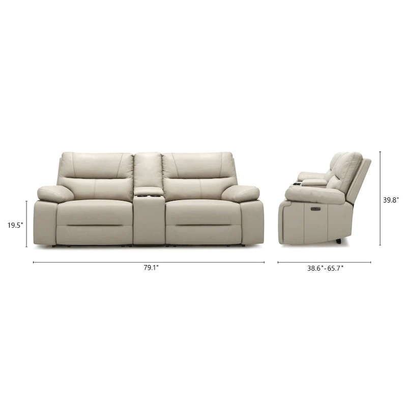 Leather Power Reclining Loveseat with Console and Cup Holders